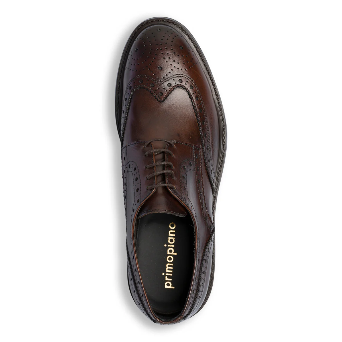 Stringate casual marroni in pelle da uomo con dettagli brogue Primopiano - Image 7