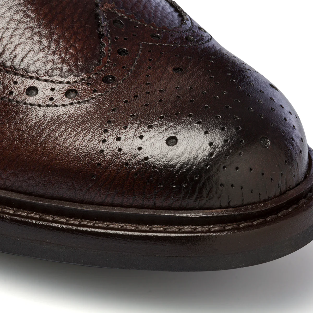 Stringate casual marroni in pelle da uomo con dettagli brogue Primopiano - Image 5