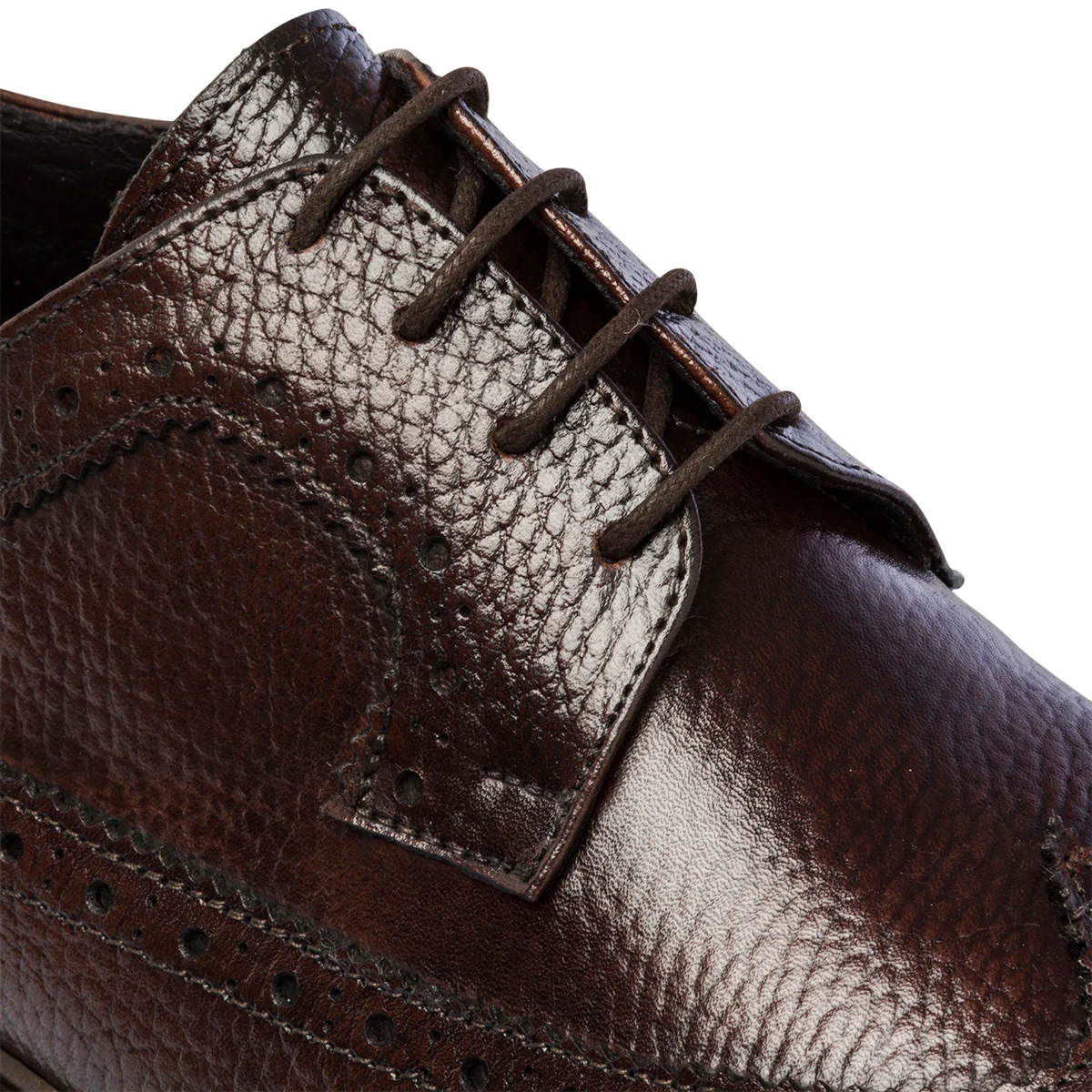 Stringate casual marroni in pelle da uomo con dettagli brogue Primopiano - Image 6