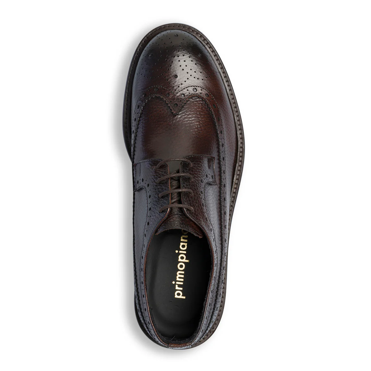 Stringate casual marroni in pelle da uomo con dettagli brogue Primopiano - Image 8