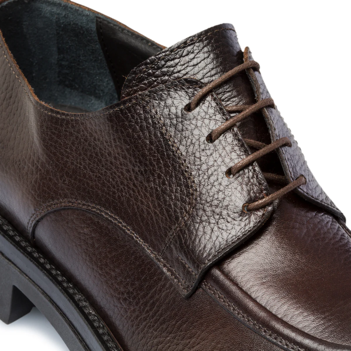 Stringate casual marroni in pelle martellata Primopiano - Image 6
