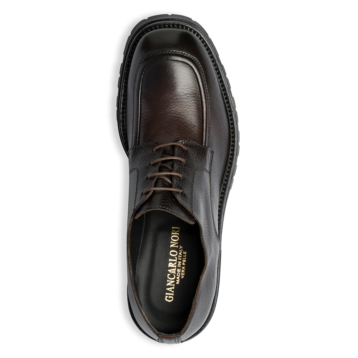 Stringate casual marroni in pelle martellata Primopiano - Image 8