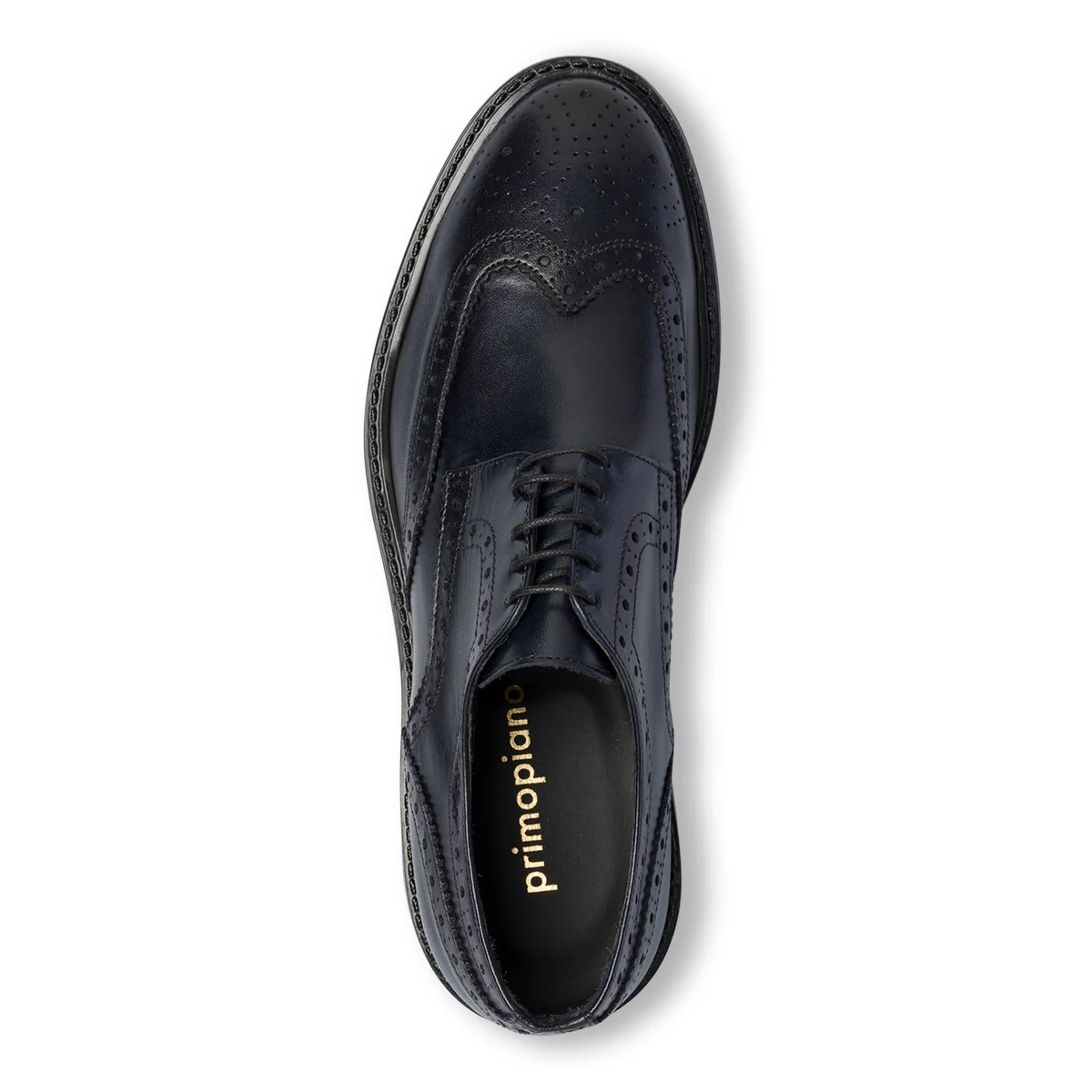 Stringate casual nere in pelle da uomo con dettagli brogue Primopiano - Image 7