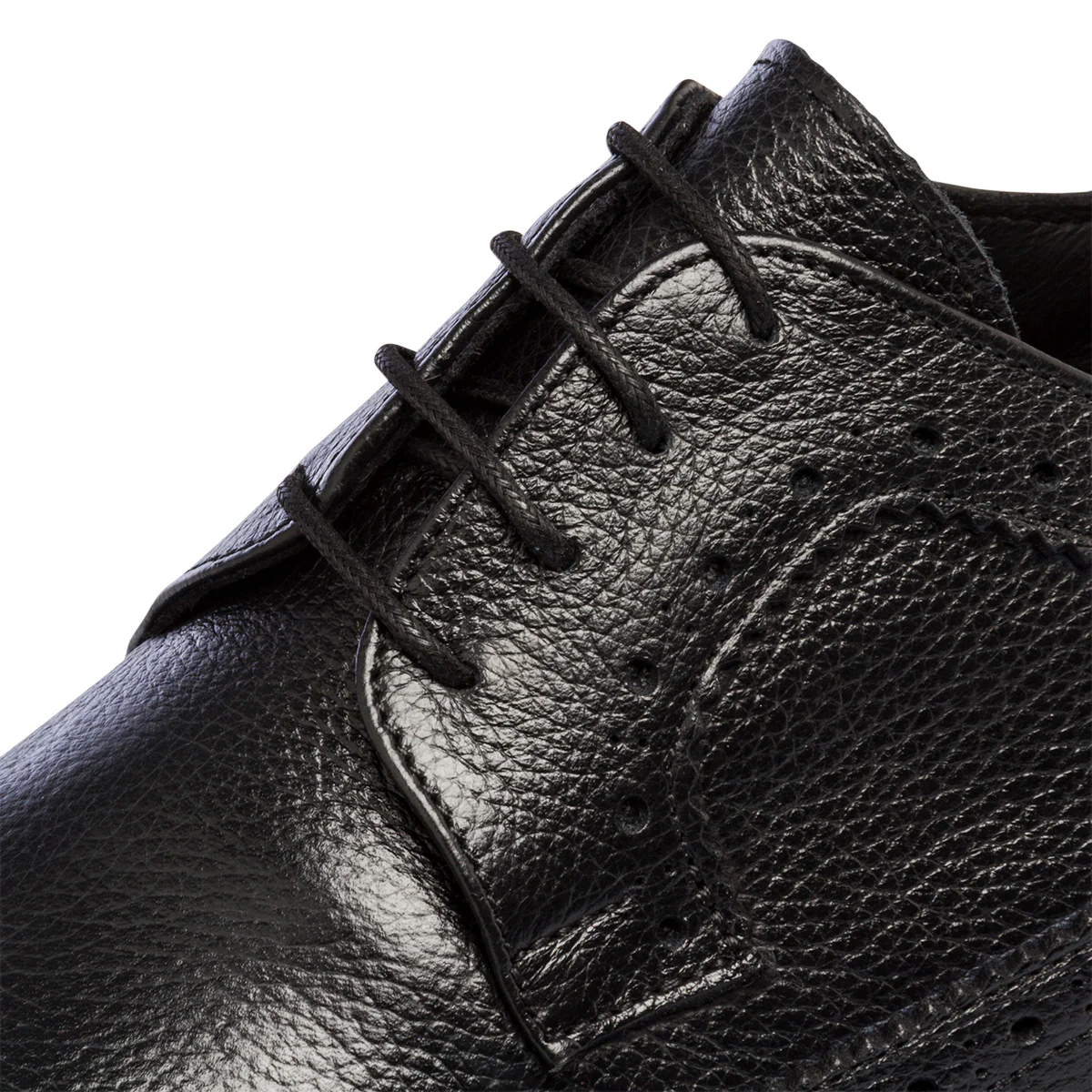Stringate casual nere in pelle da uomo con dettagli brogue Primopiano - Image 6