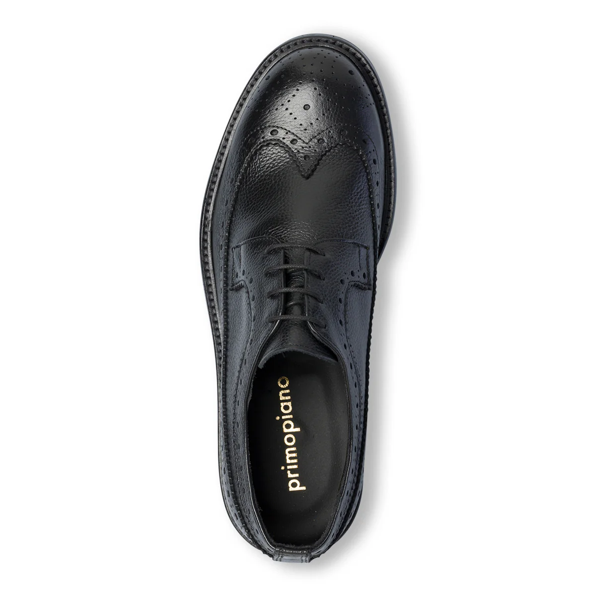 Stringate casual nere in pelle da uomo con dettagli brogue Primopiano - Image 8