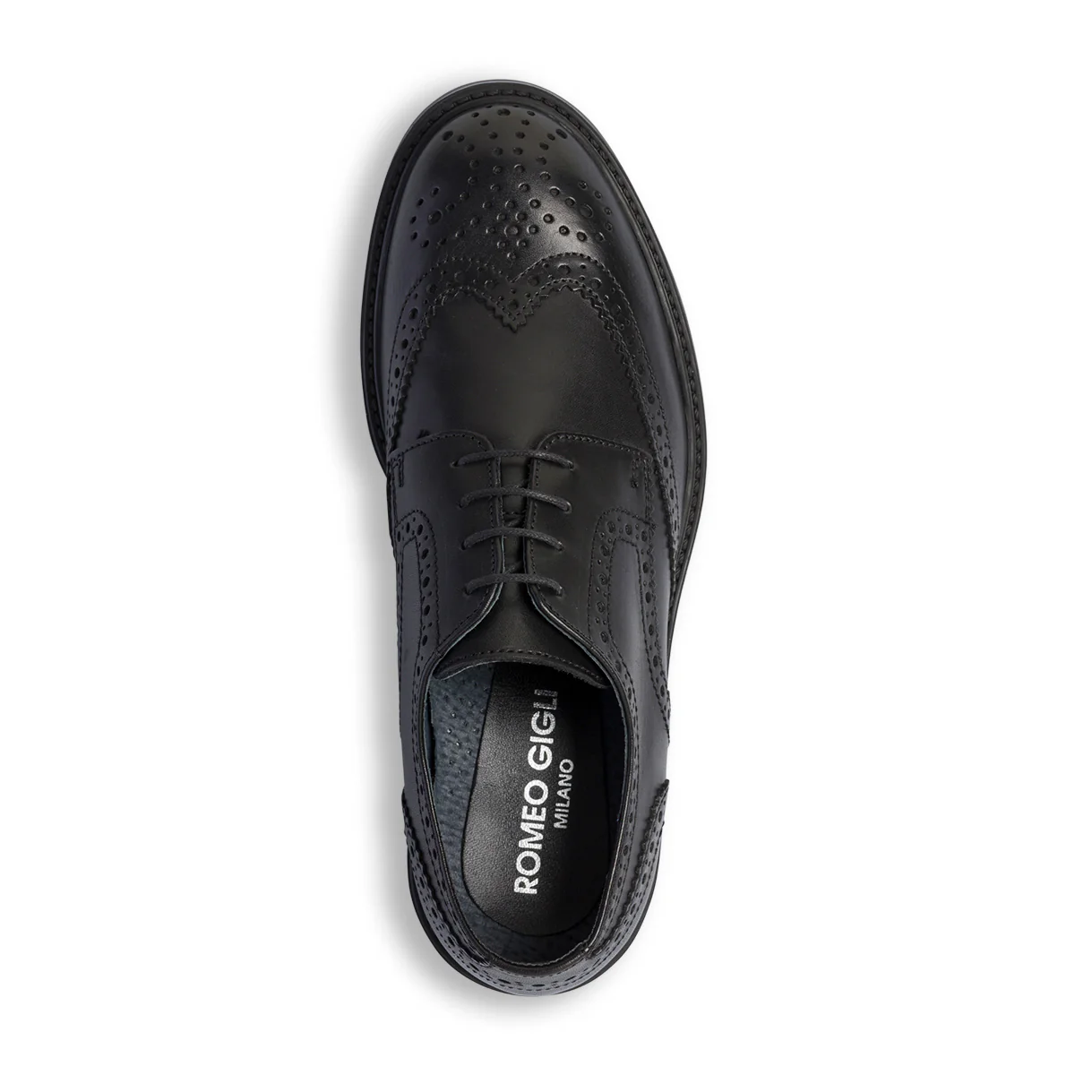 Stringate casual nere in pelle da uomo con dettagli brogue Romeo Gigli - Image 14