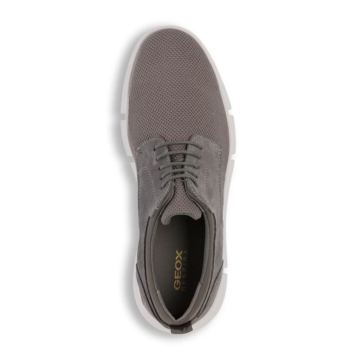 Stringate casual traspiranti grigie in pelle da uomo Geox Adacter - Image 5