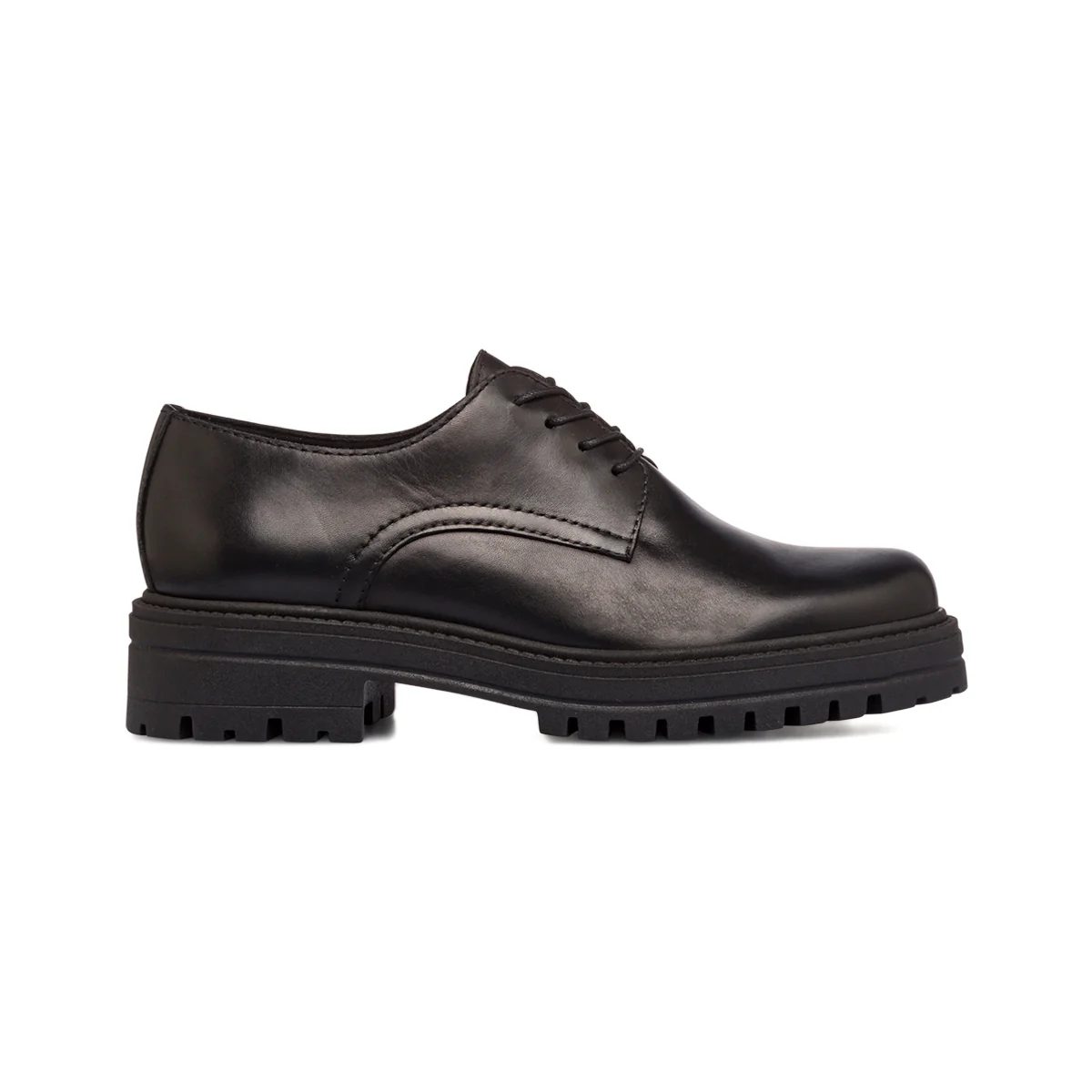 Stringate da donna nere in pelle con allacciatura derby Primopiano