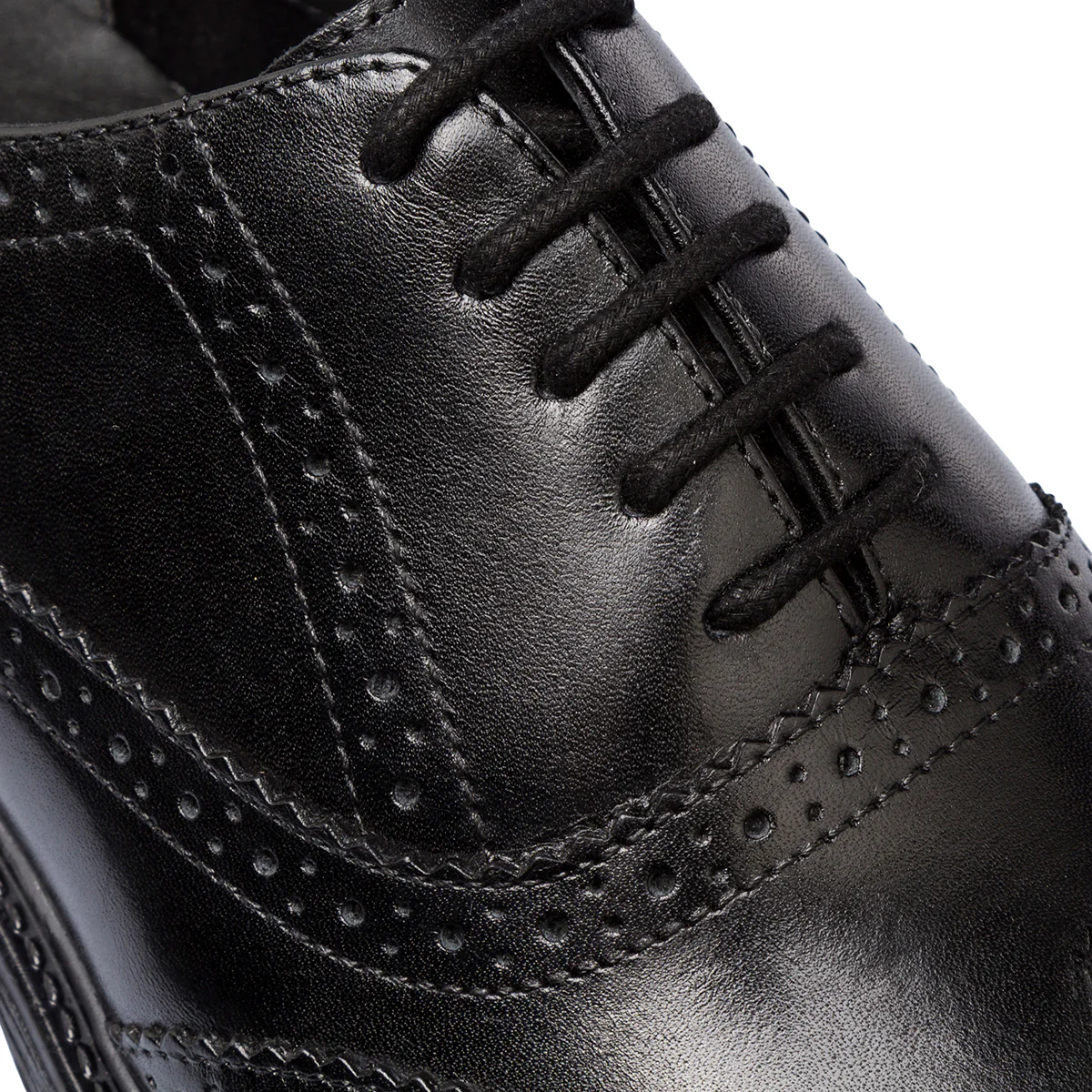 Stringate eleganti derby con dettagli brogue da uomo nere in pelle La Cuoieria - Image 4