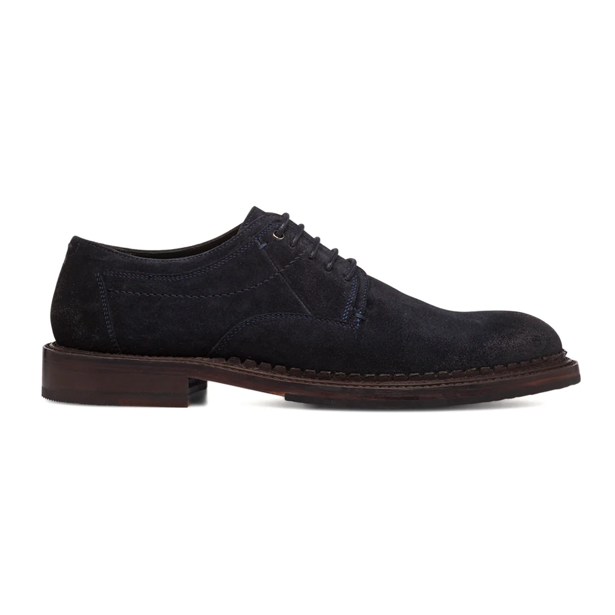 Stringate derby blu da Uomo in pelle effetto scamosciato Primopiano
