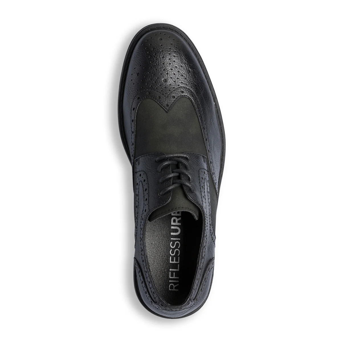 Stringate derby eleganti da uomo nere con dettagli brogue Riflessi Urbani - Image 5
