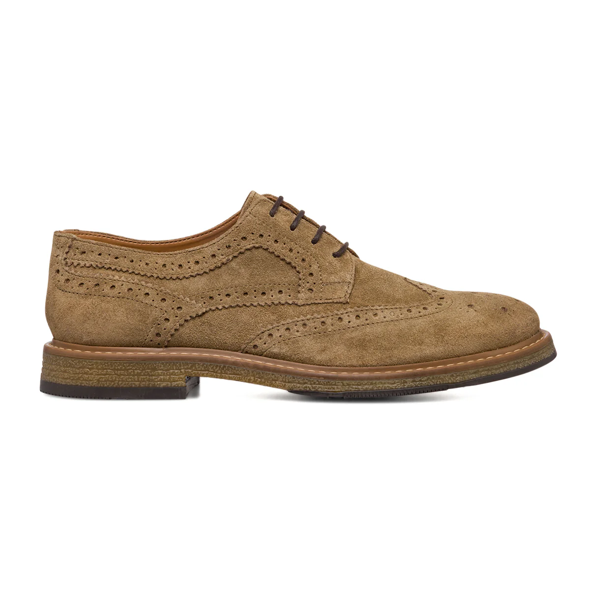 Stringate derby in pelle effetto scamosciato taupe da Uomo Primopiano