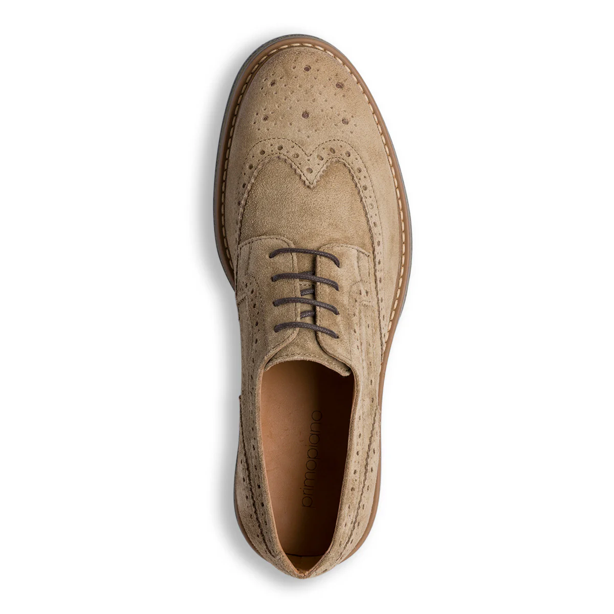 Stringate derby in pelle effetto scamosciato taupe da Uomo Primopiano - Image 5