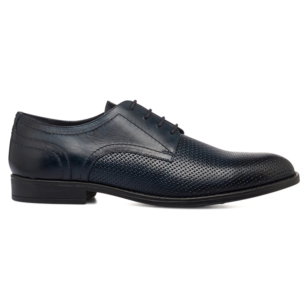 Stringate eleganti blu navy in pelle lavorata da uomo La Cuoieria