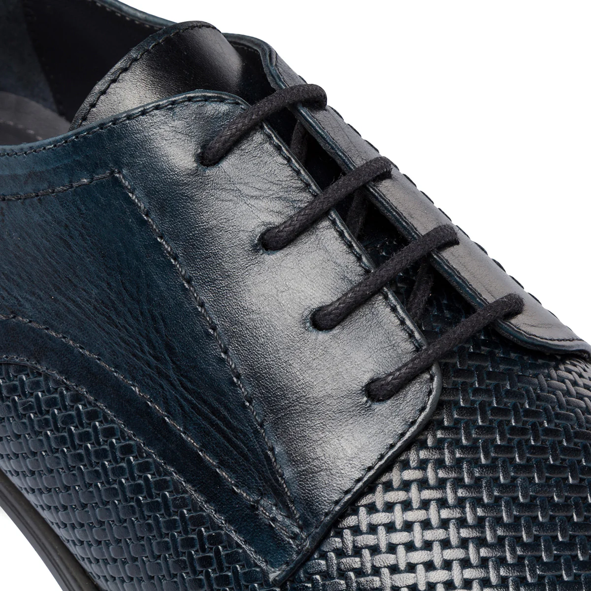 Stringate eleganti blu navy in pelle lavorata da uomo La Cuoieria - Image 6