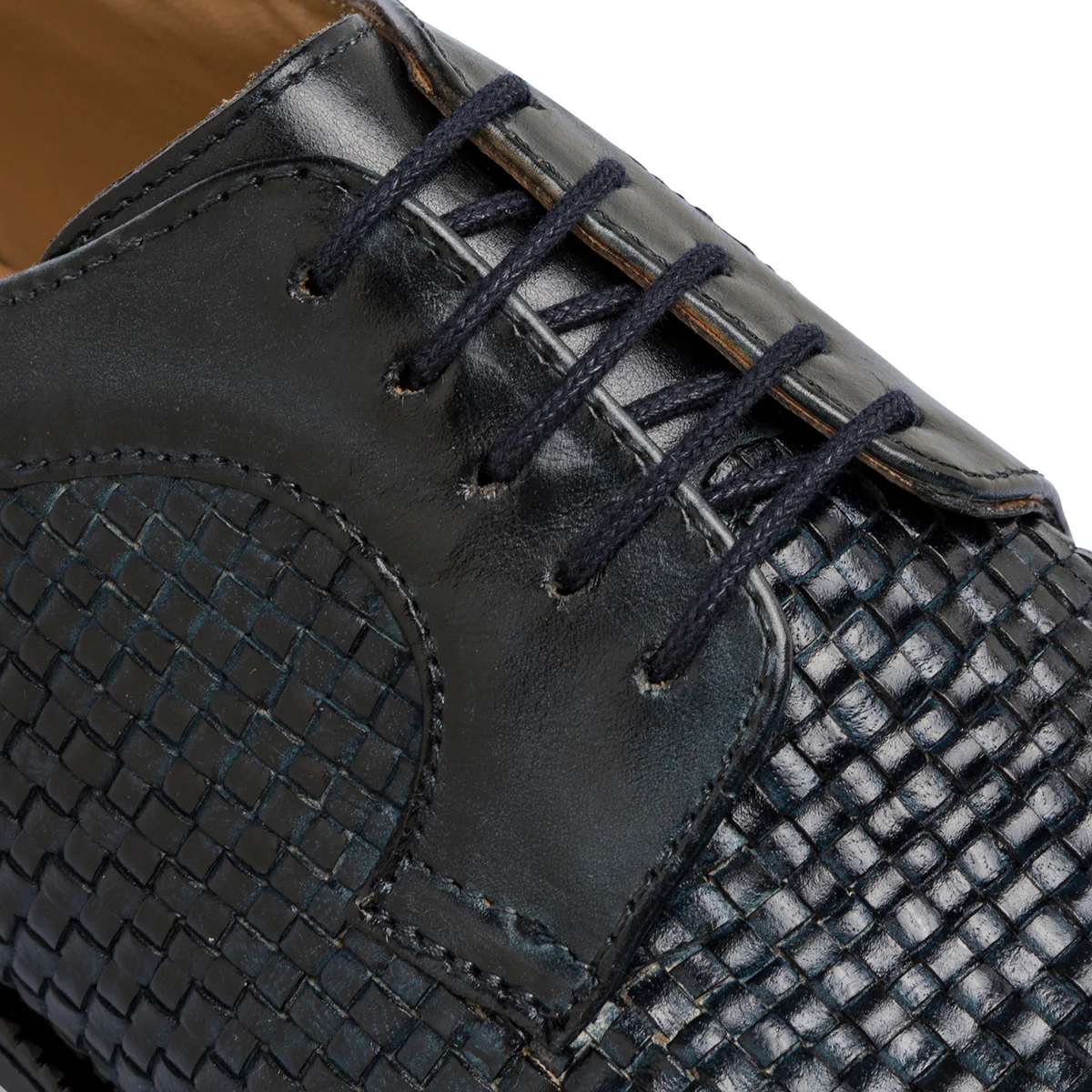 Stringate eleganti blu navy in pelle lavorata da uomo La Cuoieria - Image 5