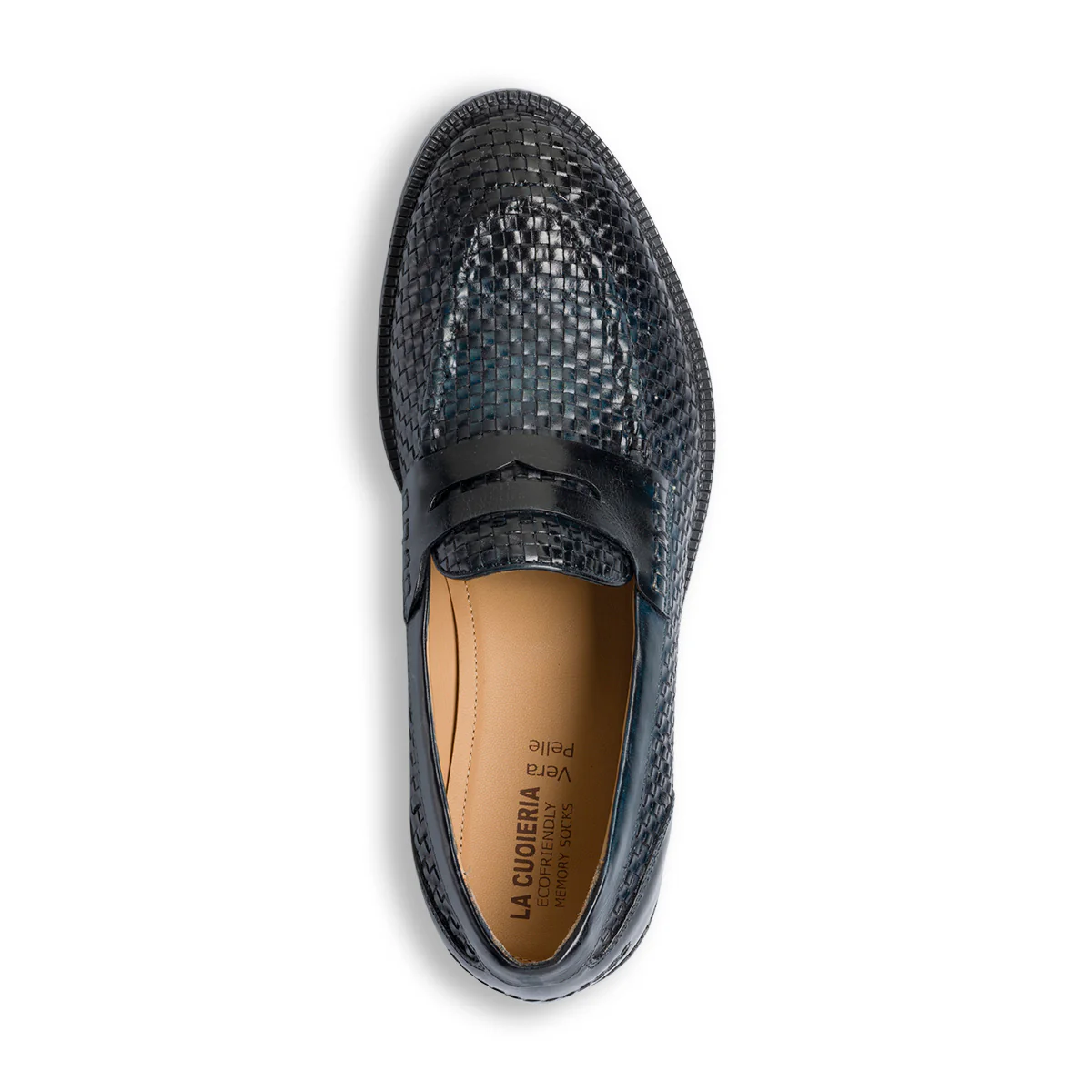 Stringate eleganti blu navy in pelle lavorata da uomo La Cuoieria - Image 4