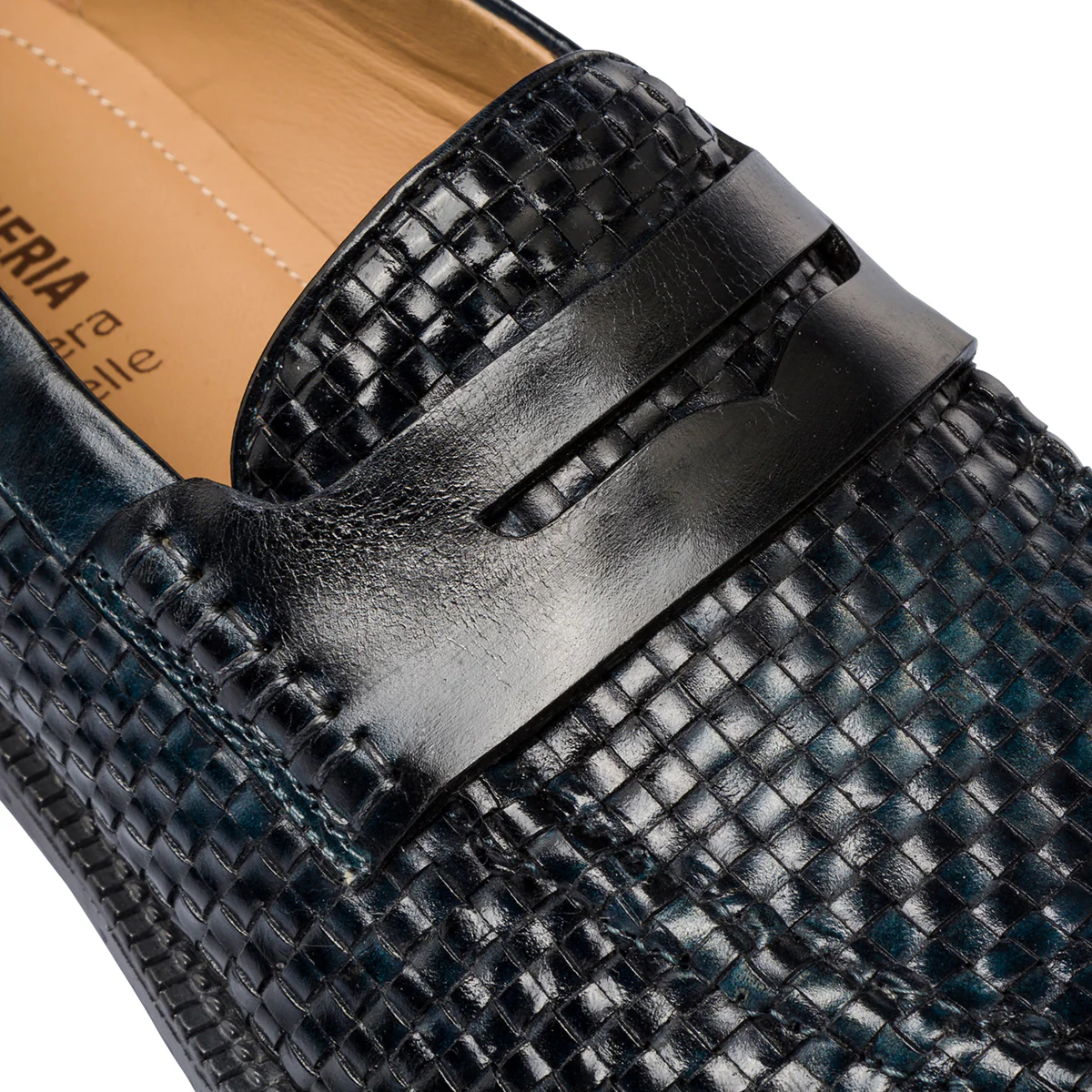 Stringate eleganti blu navy in pelle lavorata da uomo La Cuoieria - Image 6