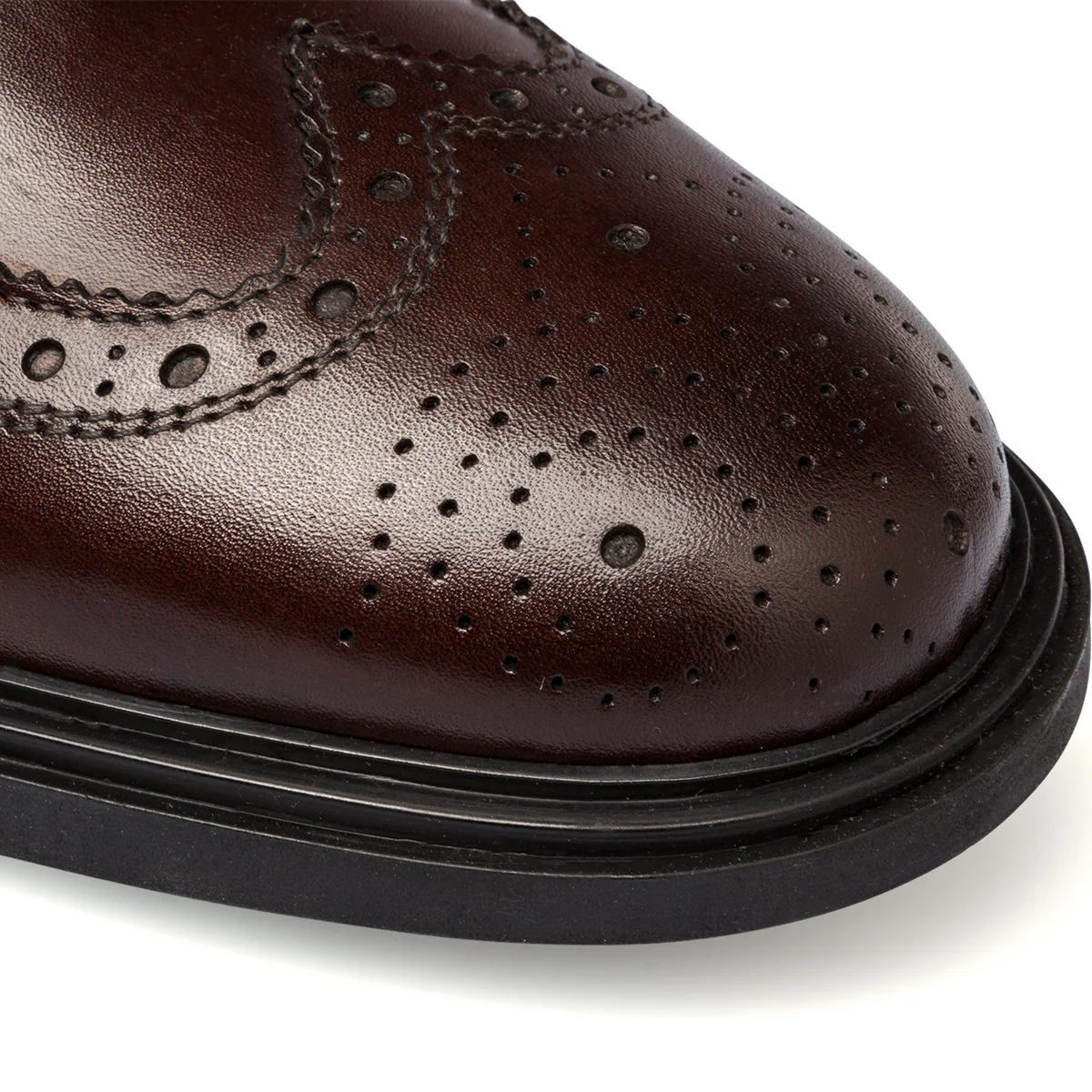 Stringate eleganti derby marroni da uomo in pelle con dettagli brogue Primopiano - Image 5