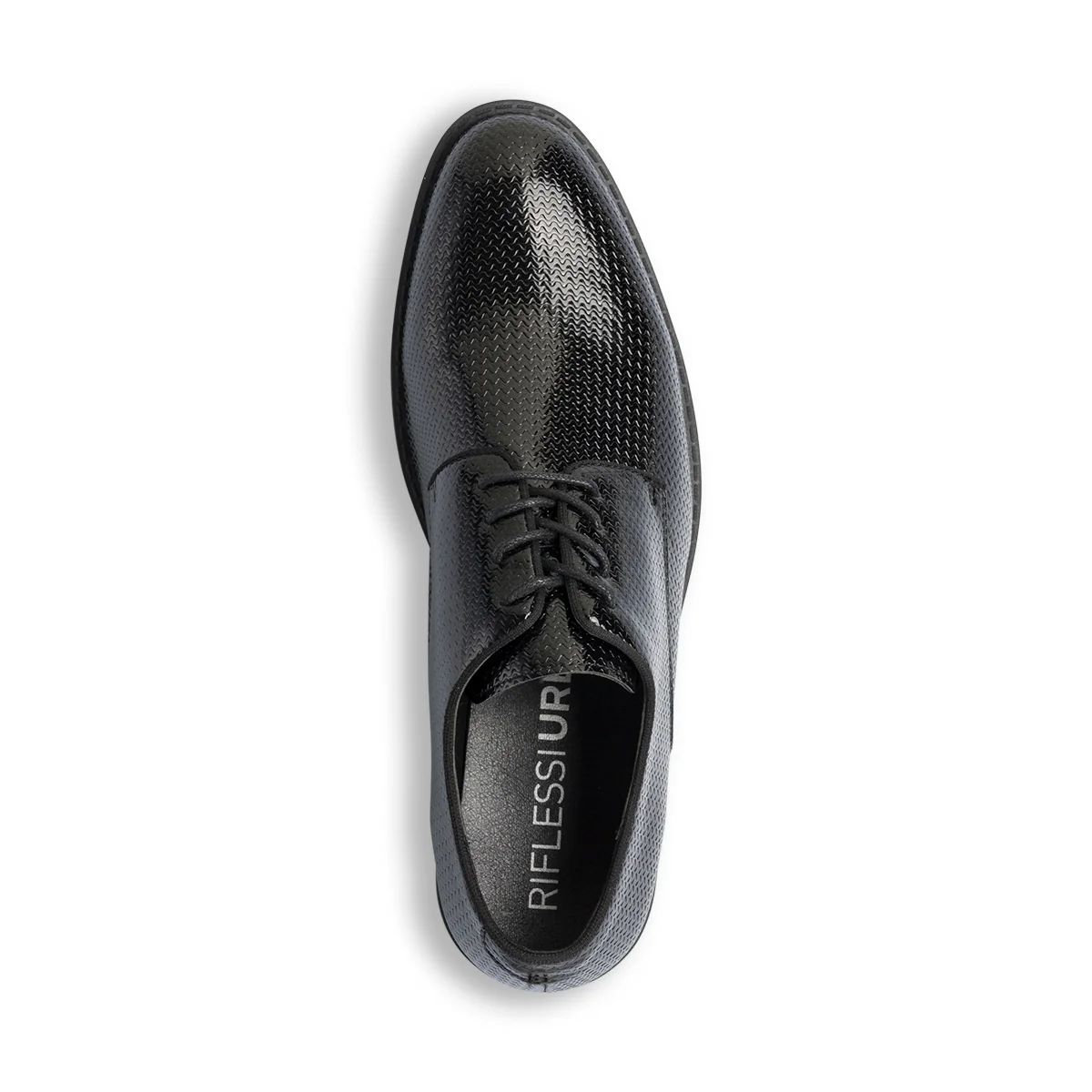 Stringate eleganti derby nere da uomo con decorazione sulla tomaia Riflessi Urbani - Image 4