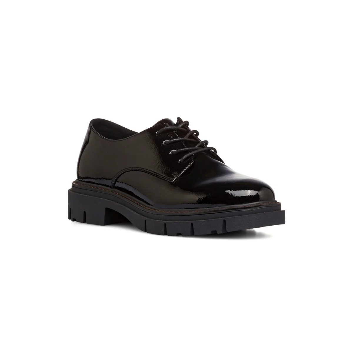 Stringate nere da donna effetto vernice con allacciatura derby Swish Jeans - Image 2