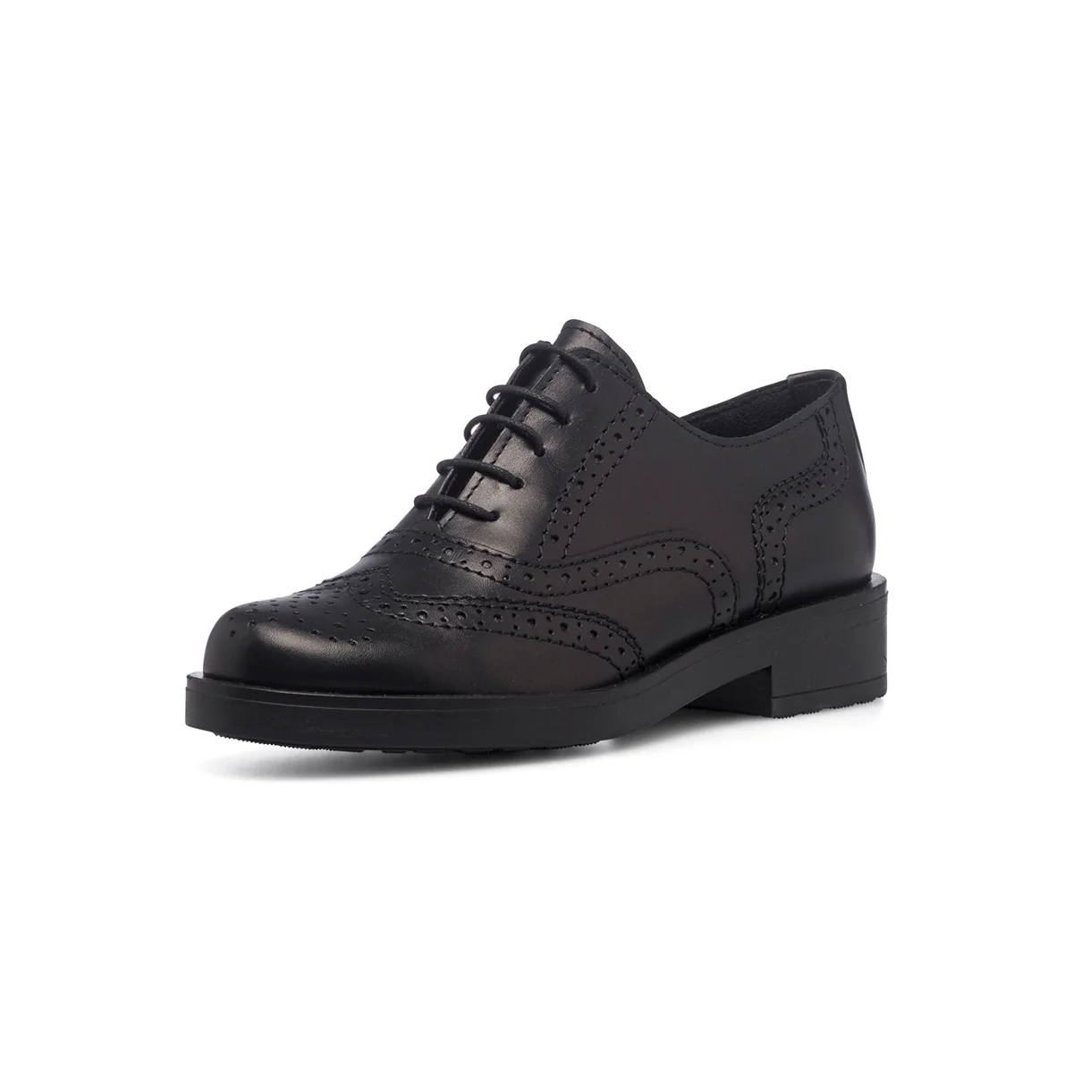 Stringate nere in pelle da donna con dettagli brogue Primopiano - Image 2