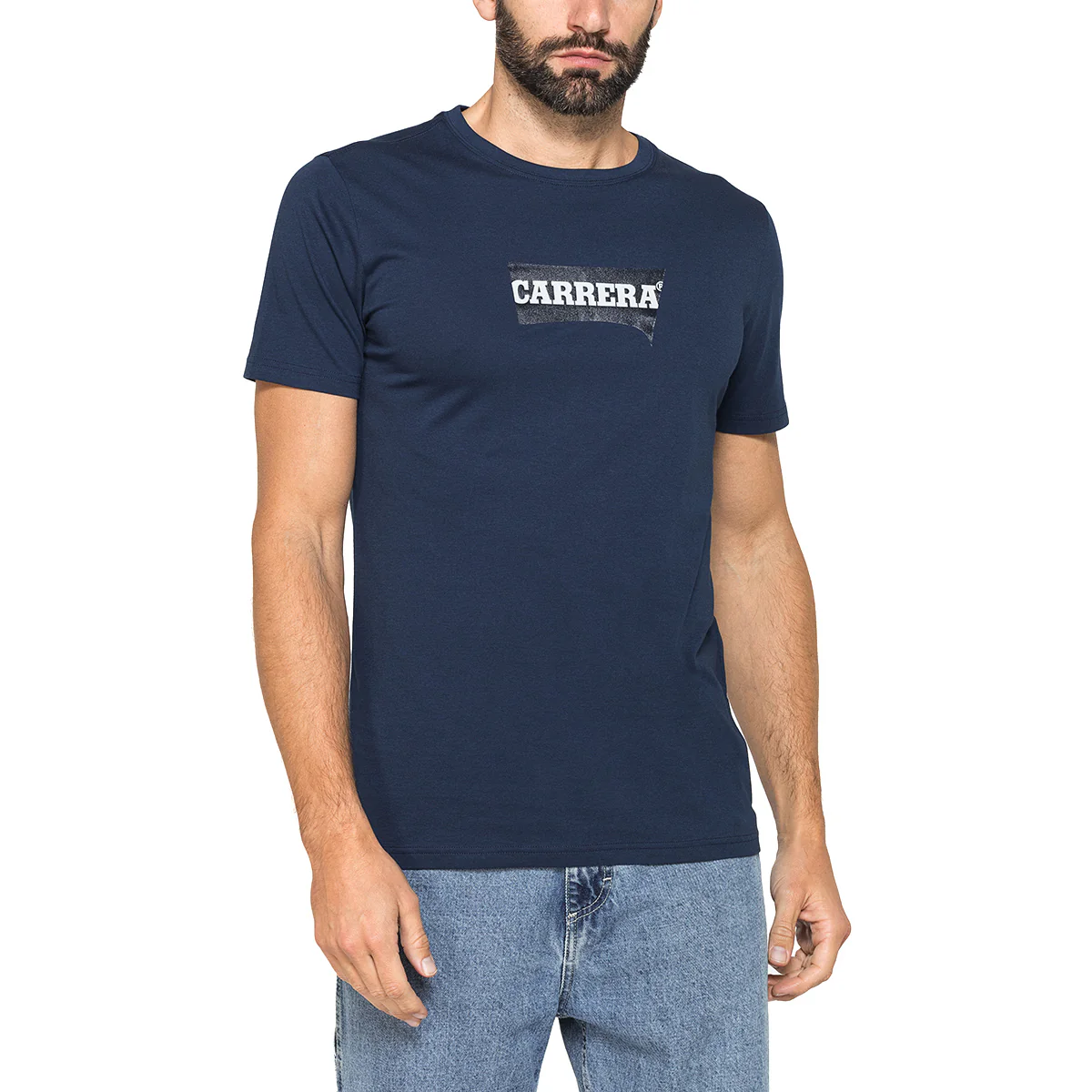 T-shirt a maniche corte blu da Uomo con logo centrale Carrera Jeans