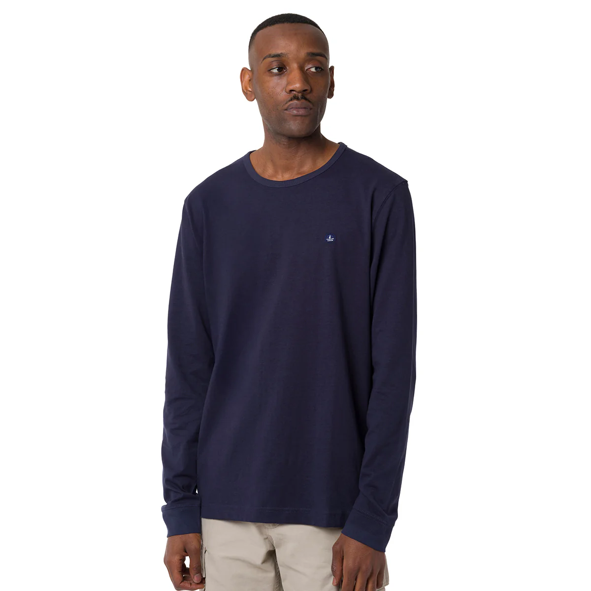 T-shirt a maniche lunghe blu da Uomo con logo sul petto Navy Sail