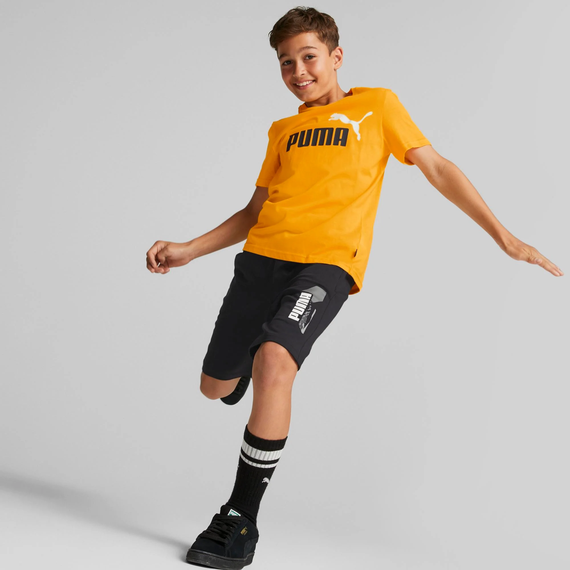 T-shirt arancione da bambino con logo sul petto Puma Essentials+ Two-Tone Logo - Image 2