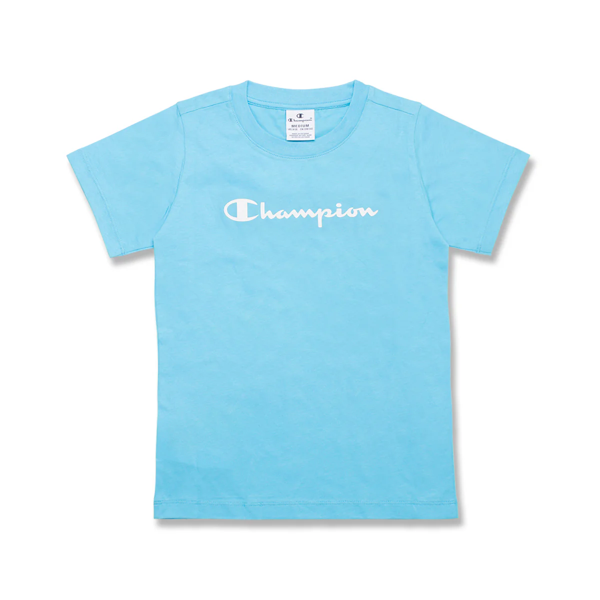 T-shirt azzurra da bambino con logo sul petto Champion