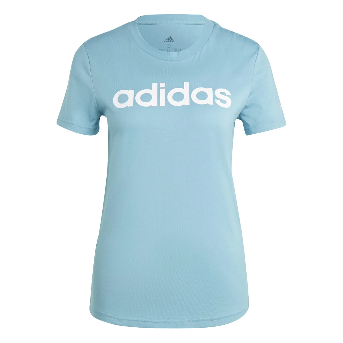 T-shirt azzurra da donna adidas LOUNGEWEAR Essentials Slim Logo - Image 2