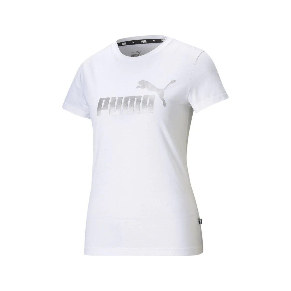 T-shirt bianca con logo metallizzato Puma Essentials+ - Image 4