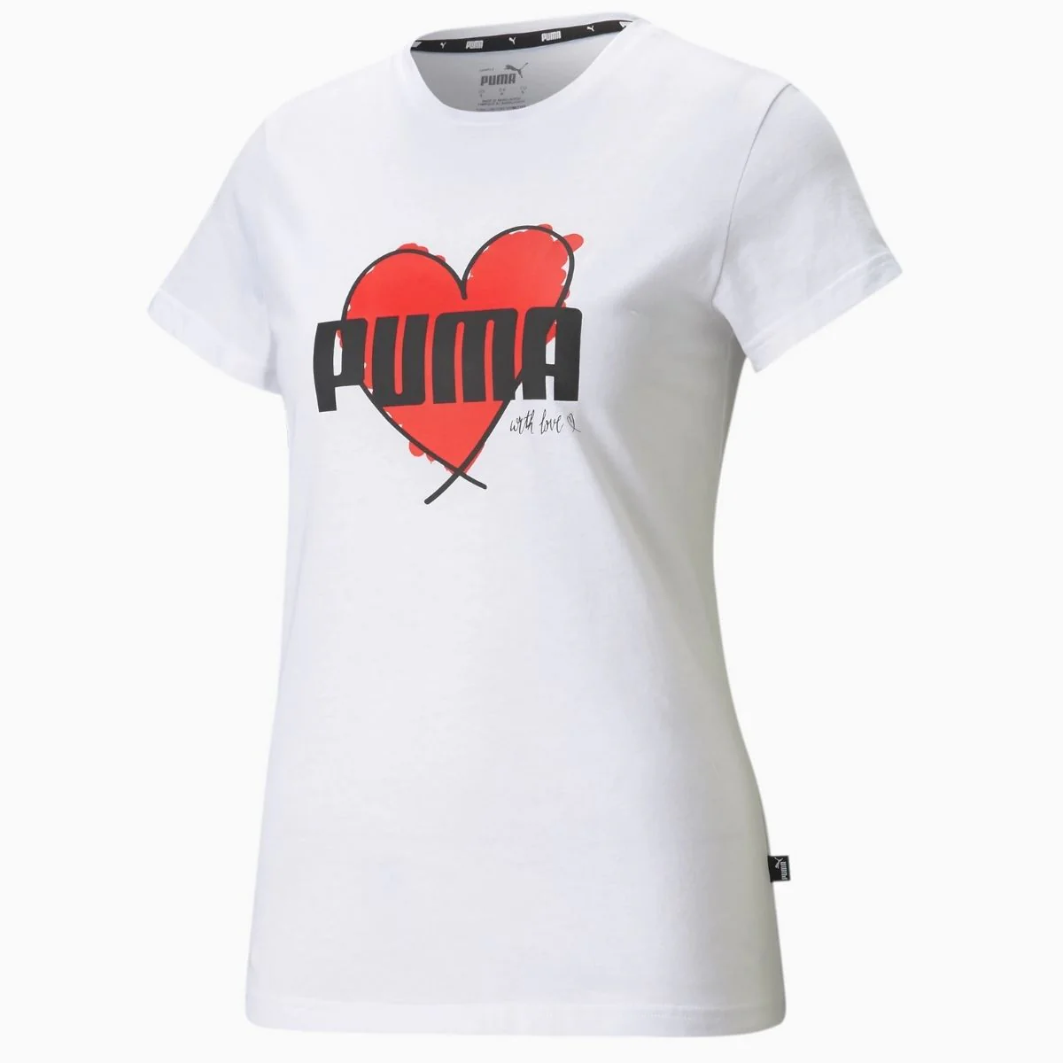 T-shirt bianca con stampa Puma Heart - Image 4