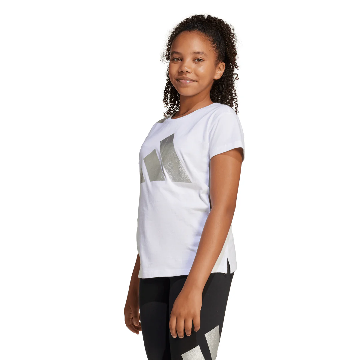 T-shirt bianca da Bambina con logo mimetico frontale adidas - Image 2