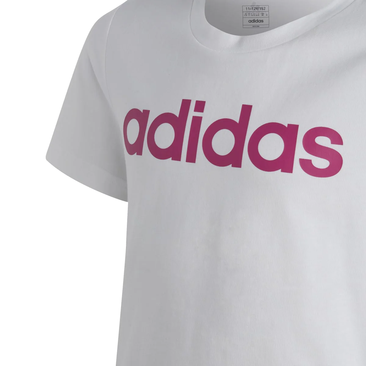 T-shirt bianca da bambina con logo sul petto adidas Essentials Linear Logo - Image 3