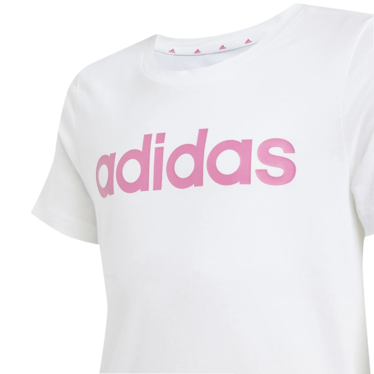 T-shirt bianca da bambina Essentials Linear Logo Cotton Slim Fit adidas - Image 3
