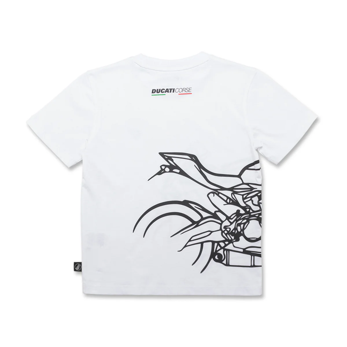 T-shirt bianca da bambino con logo sul petto e stampa sul lato Ducati Corse - Image 2