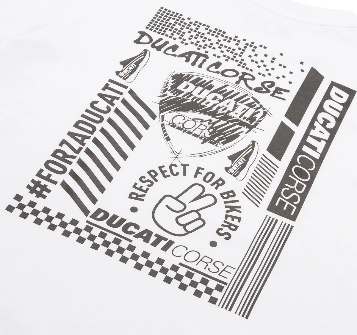 T-shirt bianca da bambino con stampa sul retro Ducati Corse - Image 4