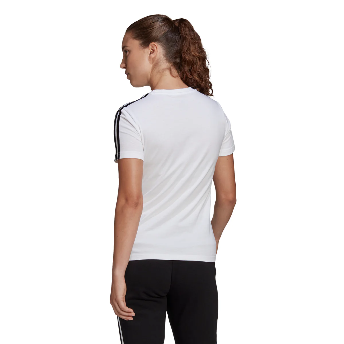 T-shirt bianca da donna adidas LOUNGEWEAR Essentials Slim 3-Stripes - Image 3