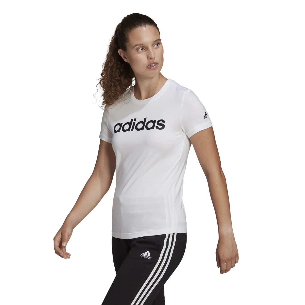 T-shirt bianca da donna adidas LOUNGEWEAR Essentials Slim Logo