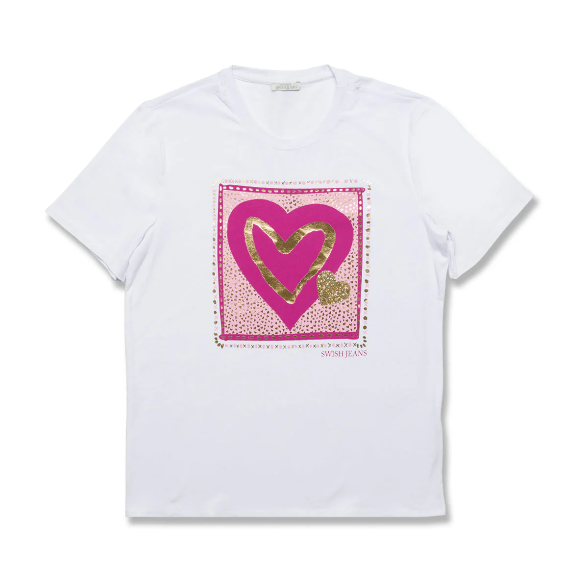 T-shirt bianca da donna con cuore glitterato Swish Jeans - Image 4