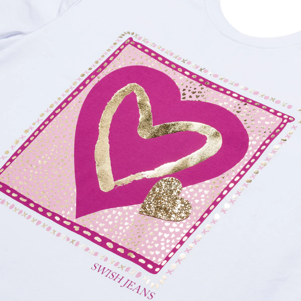 T-shirt bianca da donna con cuore glitterato Swish Jeans - Image 6