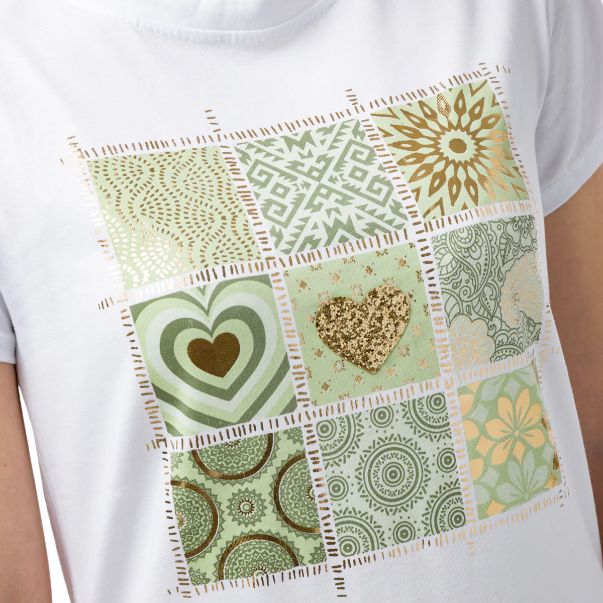 T-shirt bianca da donna con dettagli laminati e paillettes Swish Jeans - Image 3