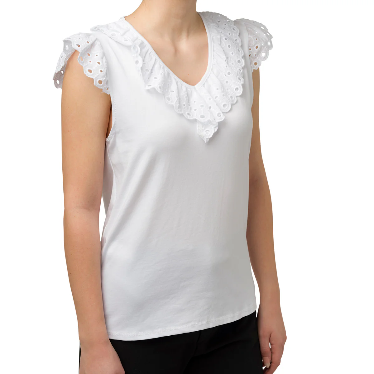 T-shirt bianca da donna con dettagli traforati Swish Jeans