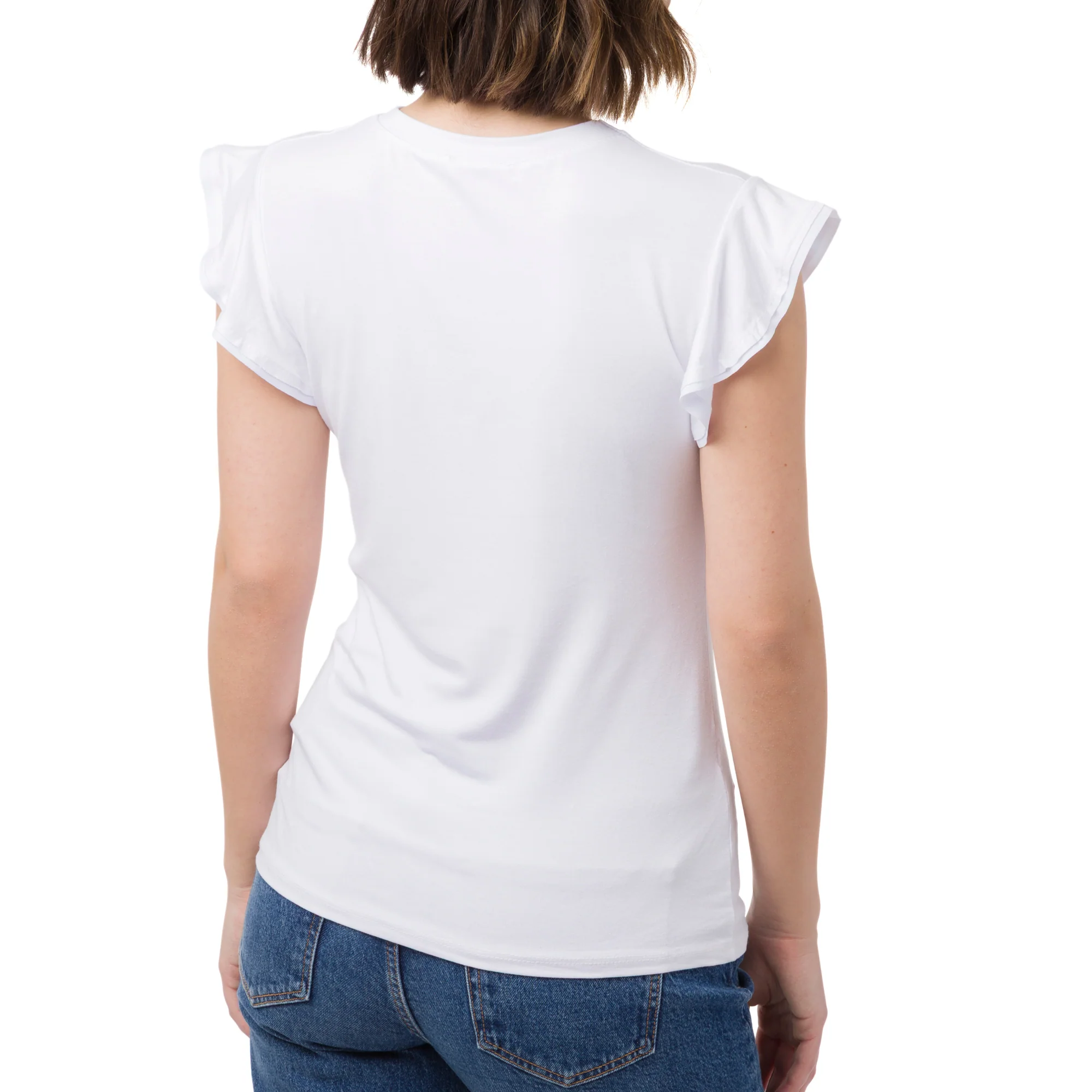T-shirt bianca da Donna con dettaglio sulla maniche Swish Jeans - Image 2