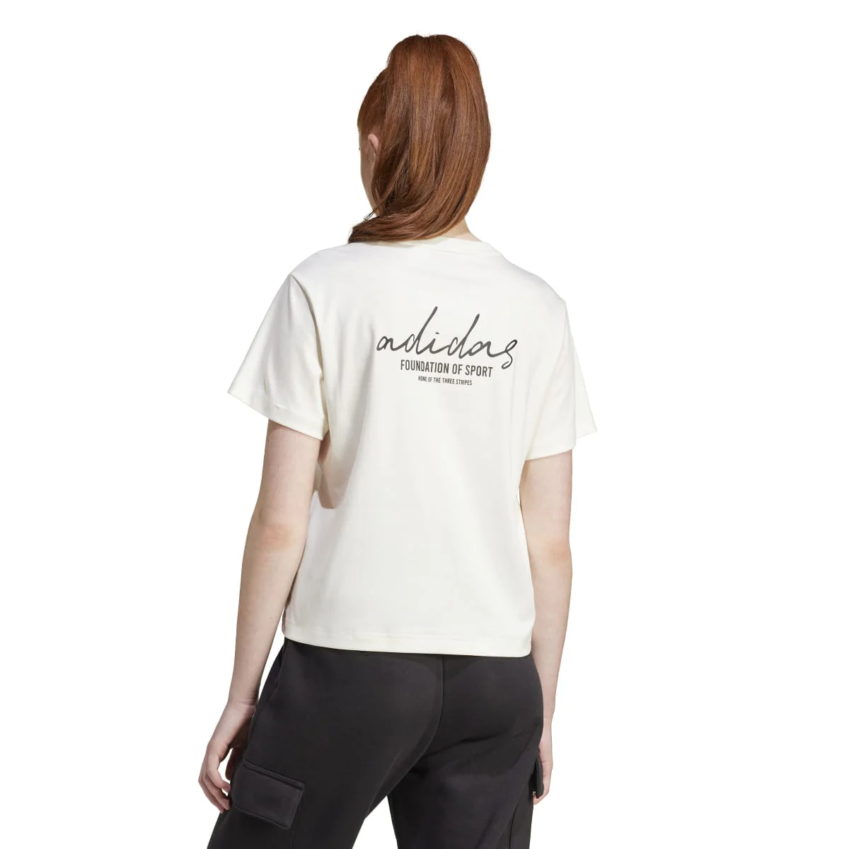 T-shirt bianca da donna con logo a contrasto sul retro adidas - Image 3
