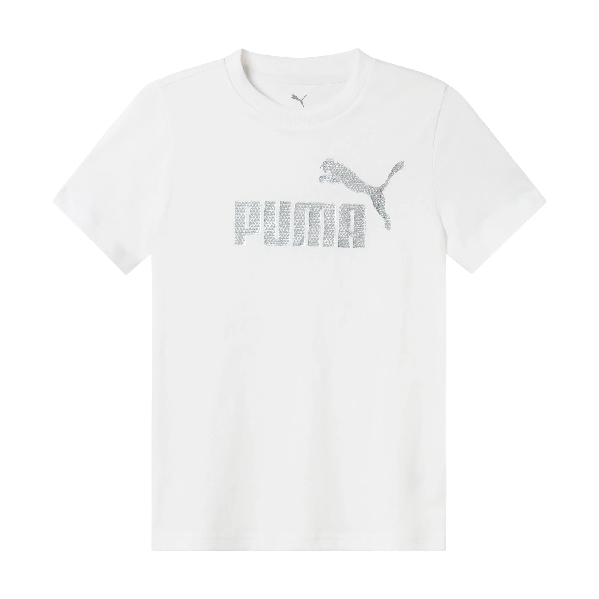 T-shirt bianca da Donna con logo frontale argento Puma