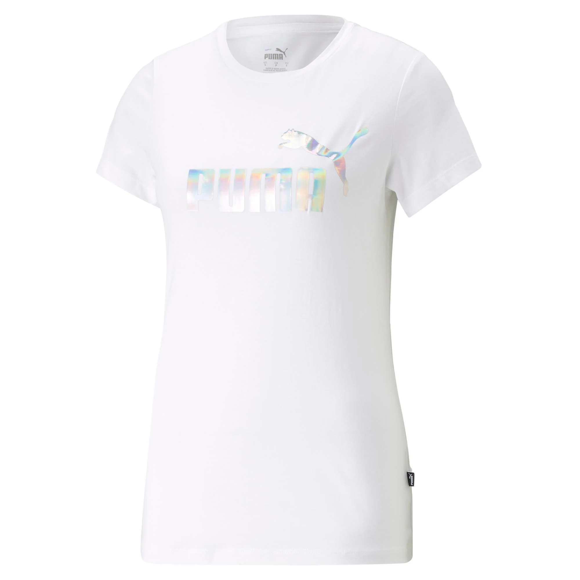 T-shirt bianca da donna con logo iridescente Puma Essentials+ NOVASHINE - Image 6