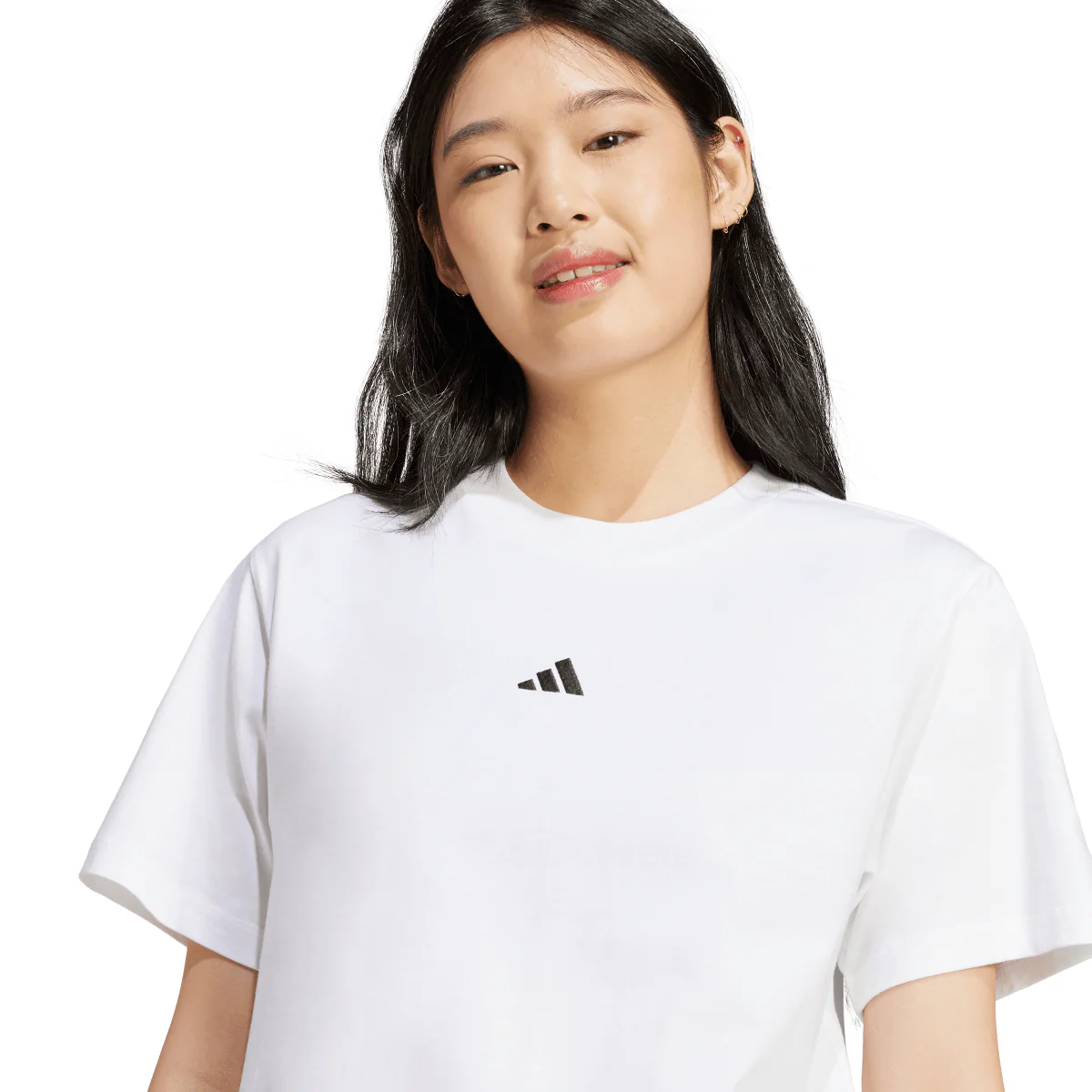 T-shirt bianca da Donna con logo minimale frontale adidas - Image 3
