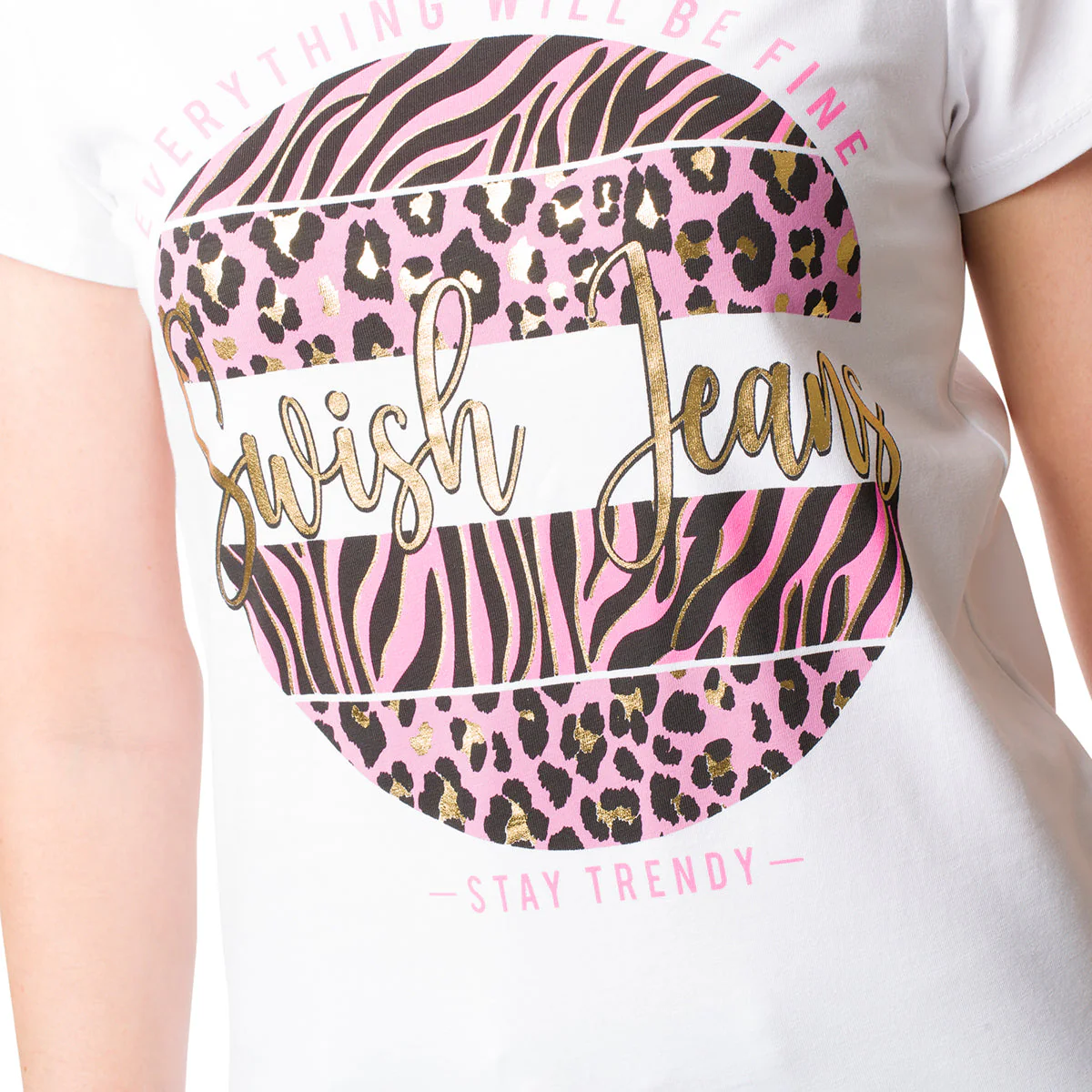 T-shirt bianca da donna con stampa animalier Swish Jeans - Image 3